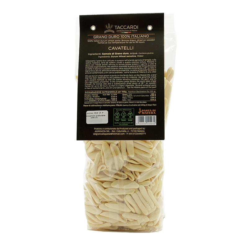 Cavatello Materano di Semola di grano Duro - Pasta artigianale - 500 gr.