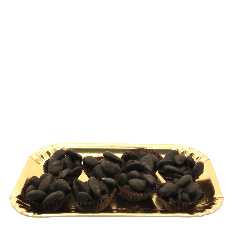 Cestini di Mandorle ricoperti al Cioccolato Fondente - 200 gr.