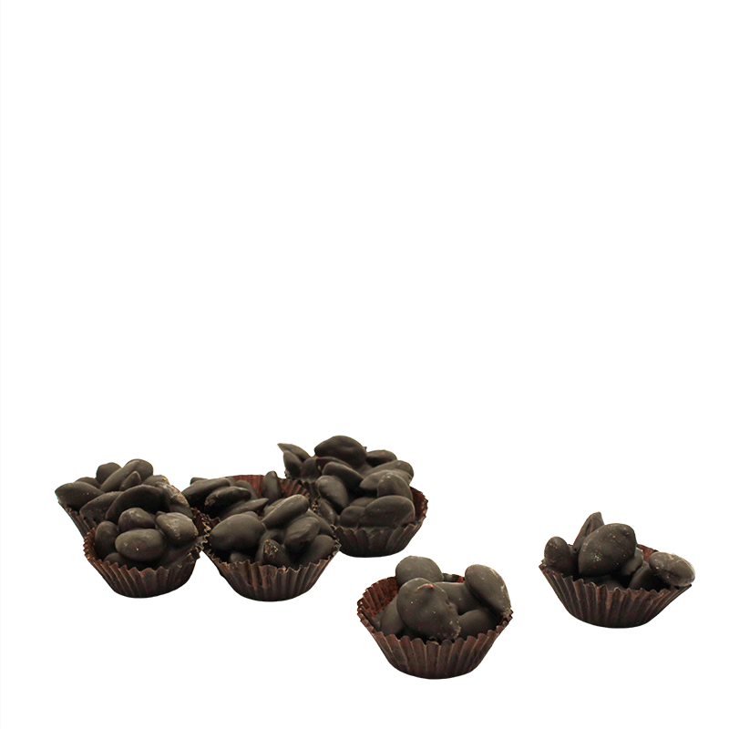 Cestini di Mandorle ricoperti al Cioccolato Fondente - 200 gr.