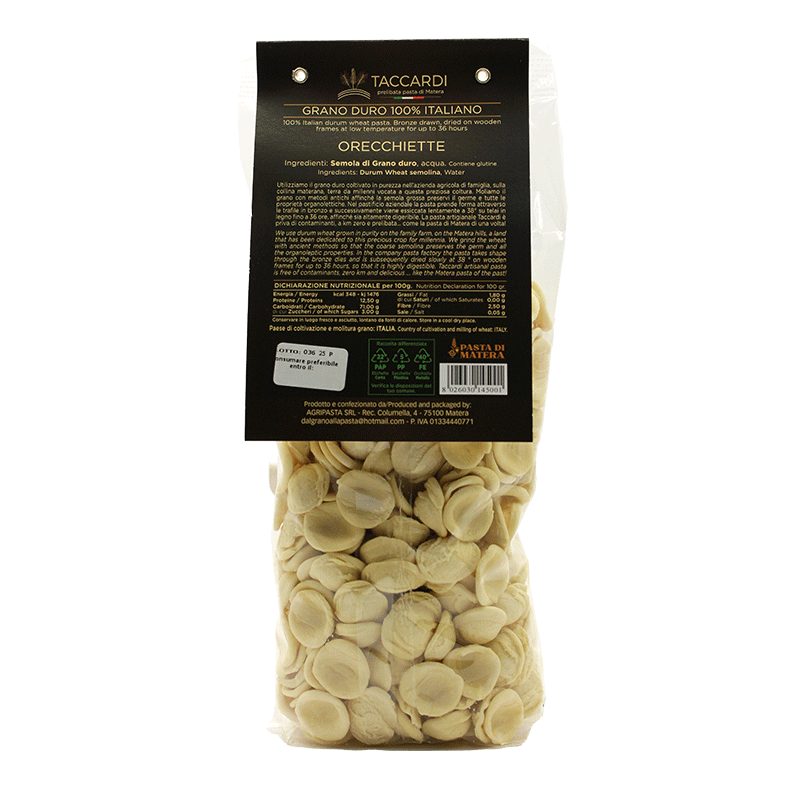 Orecchiette di Semola di grano Duro - Pasta artigianale - 500 gr.