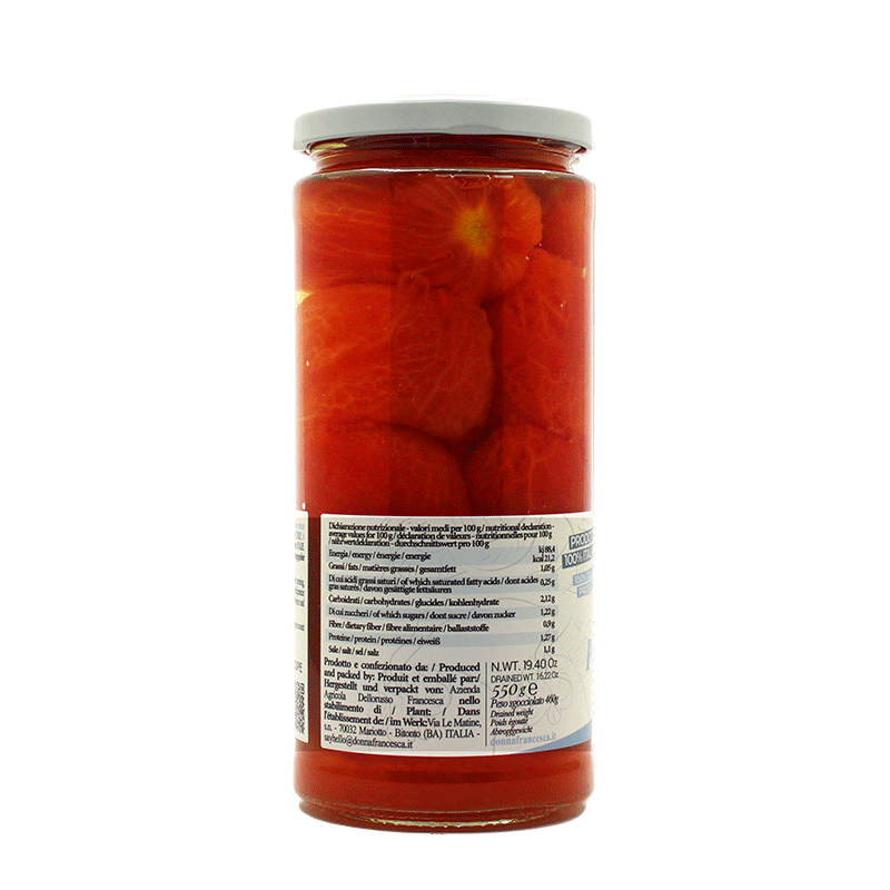 Pomodori Pelati a mano - Barattolo in vetro - 550 gr.