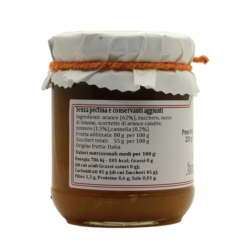 Marmellata extra di Arance, Zenzero e Cannella - 220 gr.