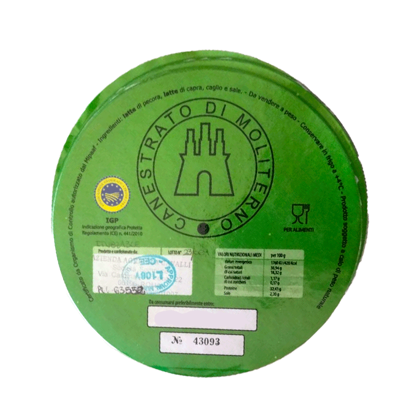 CANESTRATO DI MOLITERNO IGP - Azienda Agricola Cavalli - Porzione 250 - 270 gr.