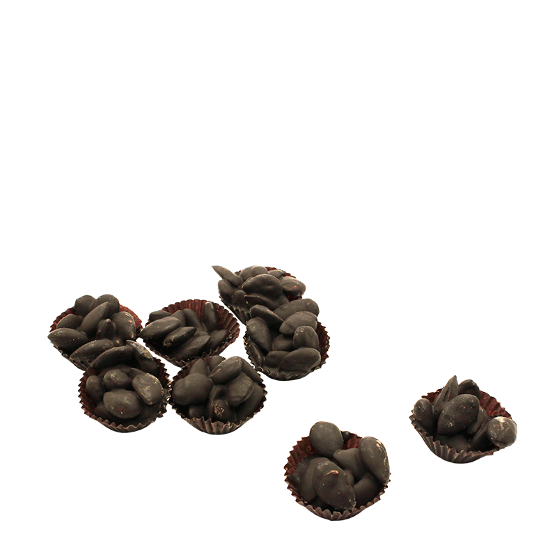Cestini di Mandorle ricoperti al Cioccolato Fondente - 200 gr.