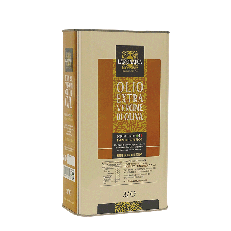 Olio Extra Vergine di Oliva 100% Italiano - Fruttato Intenso - Cultivar: Coratina -  lattina 3 Lt.