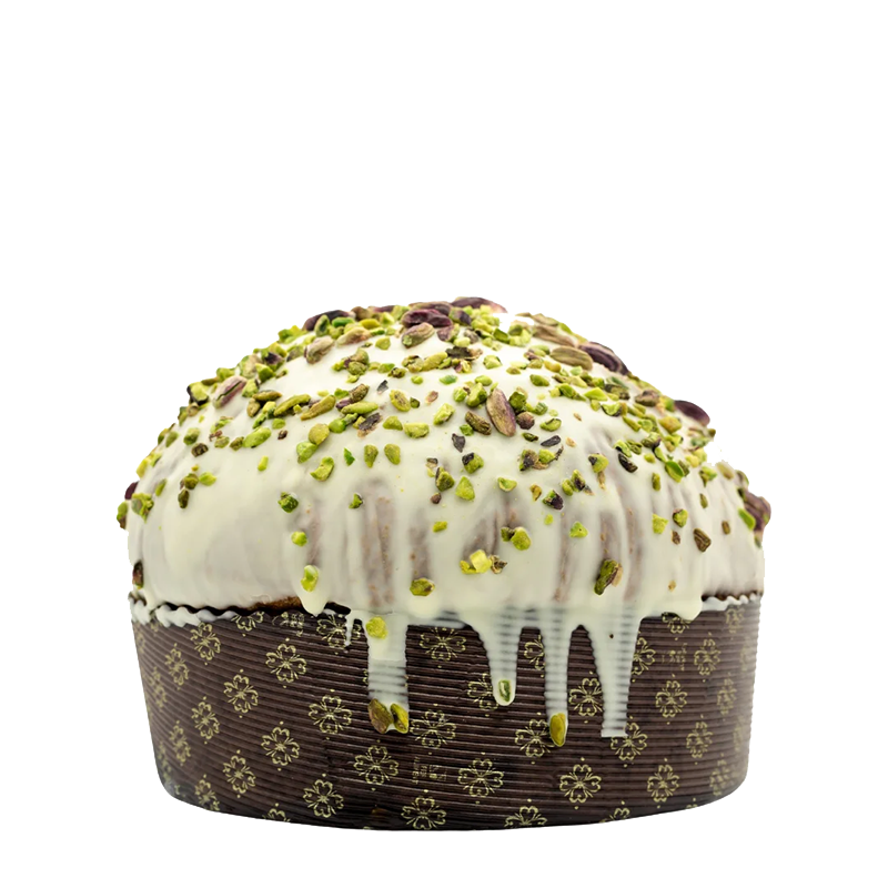 Panettone artigianale al  "Pistacchio verde di Bronte D.O.P." -  800 gr. + Crema spalmabile 190 gr.