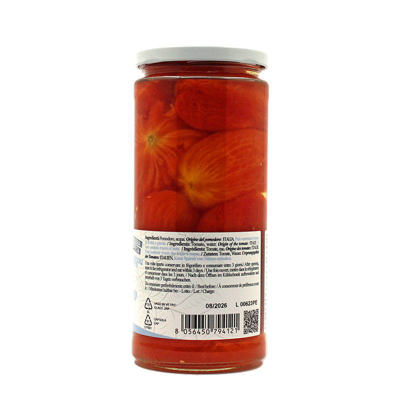 Pomodori Pelati a mano -  Barattolo in vetro - 550 gr.