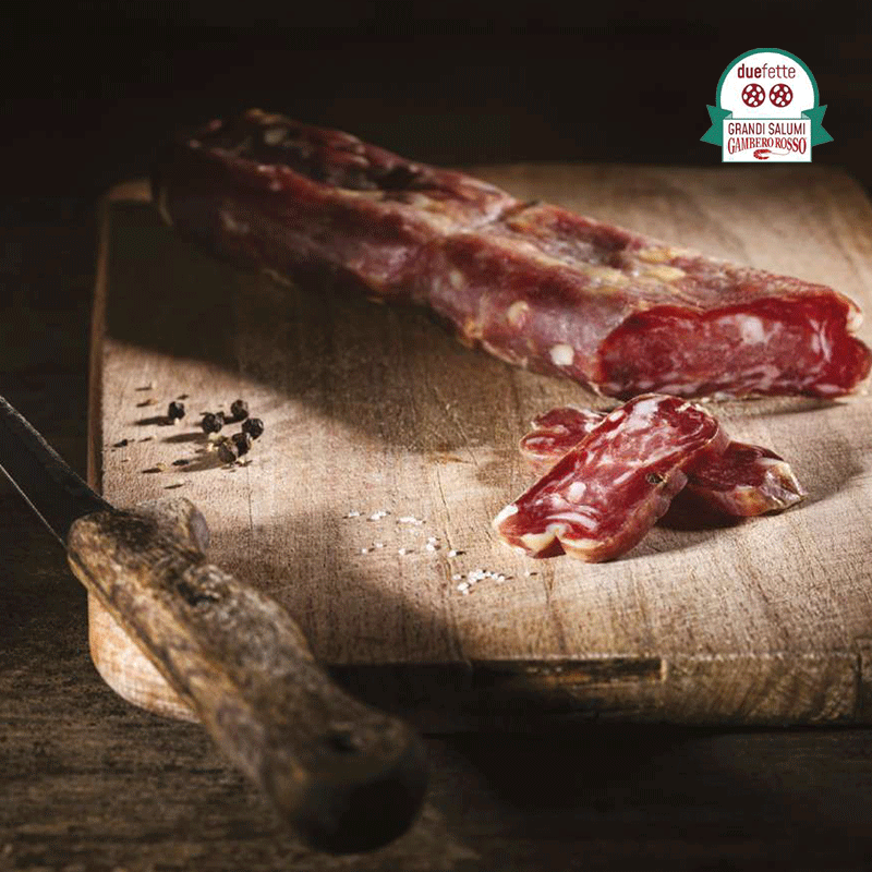 Soppressata Stagionata Suino Nero Lucano " DUE FETTE Gambero Rosso " - Trancio 430 / 470 gr.